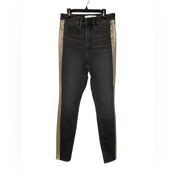 Athleta Carbon Black Sculptek Jeans Skinny Metallic Denim Sz 6 Stretch Fitted - Picture 2 of 13